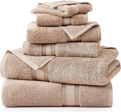 6 Piece Cotton Towel Set 550GSM - Taupe