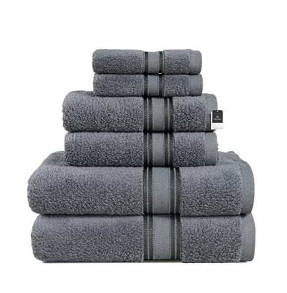 6 Piece Cotton Towel Set 550GSM - Grey