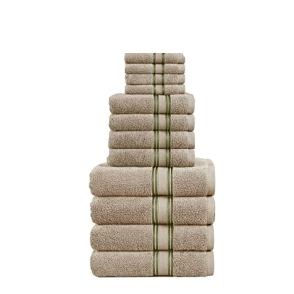 12 Piece 100% Cotton Towel Set 550GSM - Taupe