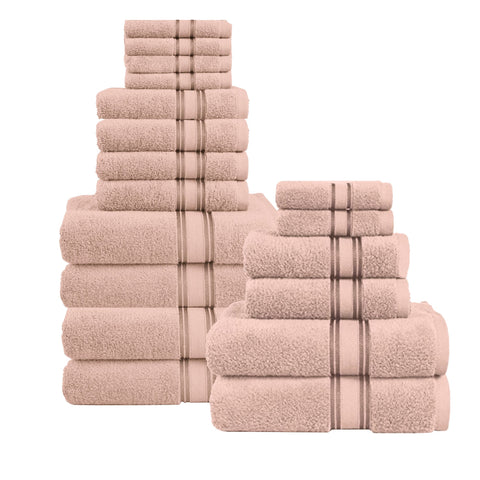 18 Piece 100% Cotton Towel Set 550GSM - Pearl Blush