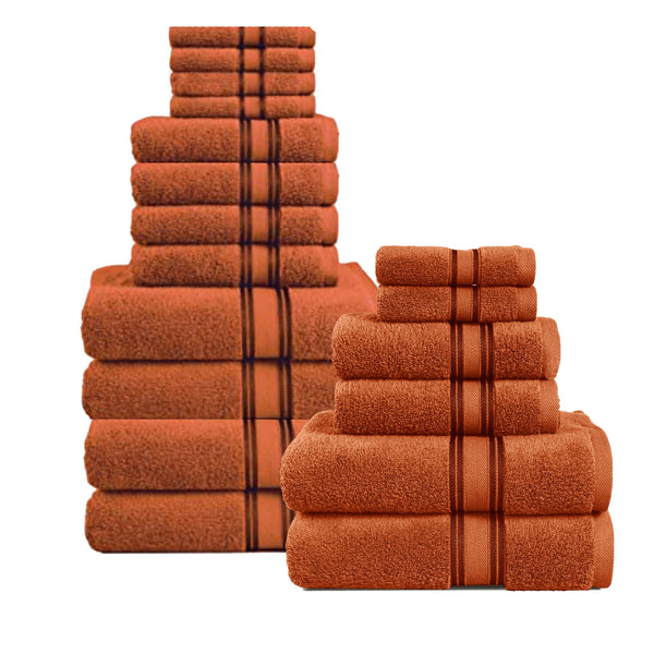 18 Piece 100% Cotton Towel Set 550GSM - Rust