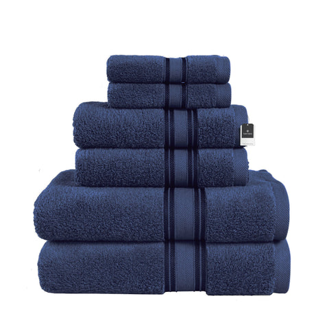 6 Piece Cotton Towel Set 550GSM - Navy