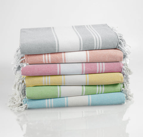 Set of 6 100% Cotton Chambray Turkish Beach Towels - Multi Pk2