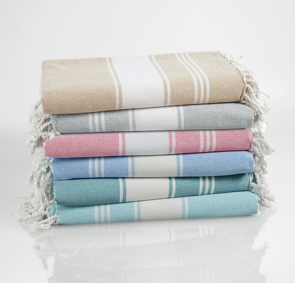 Set of 6 100% Cotton Chambray Turkish Beach Towels - Multi Pk1